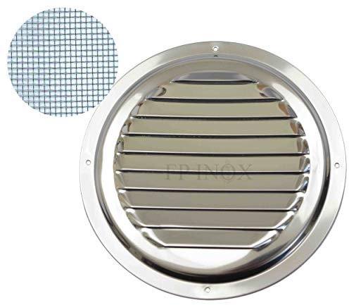 FP INOX Rejilla de Acero Inoxidable Redondo con mosquitera diámetro 178 mm Acero Inoxidable Rejilla ventilación Ventilación