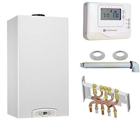 Chaudière Gaz Condensation Inoa Green Chaffoteaux 25 kW Complète (Ventouse + Douilles + Dosseret) avec Thermostat Filaire