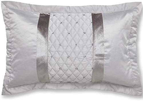 Catherine Lansfield Sequin Cluster Quilted Pillow sham Pillowcase Pair Silver Grey