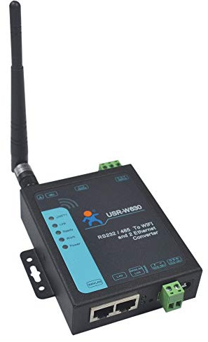 W630 Industrial RS232 / RS485 seriale a Ethernet, seriale a WiFi o convertitore WiFi a Ethernet, supporta due porte Ethernet, Modbus RTU