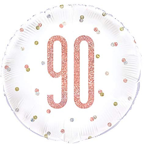 Glitz Rose Gold Number 90 Birthday Round Foil Balloon - (18) Pack of 1 - Perfect Decoration for Birthday Parties and Other Milestone Events