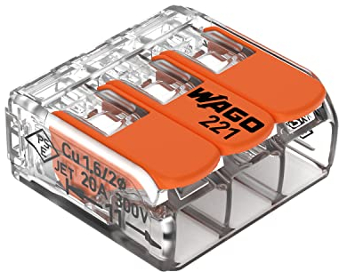 WAGO 221-413 - Conectores de empalme compactos de 3 conductores, 50 unidades