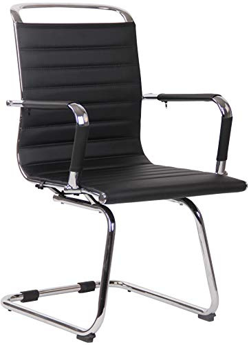 CLP Silla De Conferencia Balve En Cuero Sintético o Cuero Auténtico I Silla De Oficina Sin Ruedas con Estructura De Metal, Color:Negro, Material:Cuero Sintetico