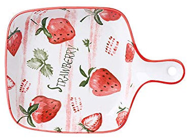 KUSAZ Plato Hondo Creativo Cuenco de arroz al Horno Horno de cerámica de una Sola manija Plato de Ensalada de Frutas-Rojo No. 1 * 2