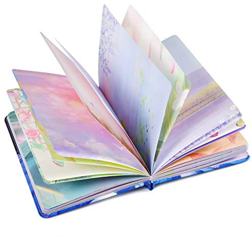 PU-Leder Notizbücher Tagebuch, buntes leeres Tagebuch für Frauen Mädchen, Gebundene Ausgabe schönes Tagebuch, Kunst-Skizzenbuch, Geschenk für Frauen Mädchen, 258 Seiten (light blue & girl)