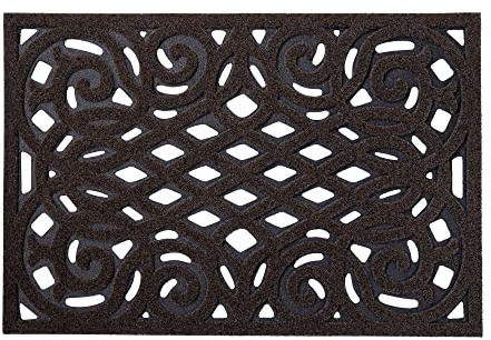 Nicoman Outdoor Doormat Decorative Stair Mats Heavy Duty Drainage Dirt Trapper Porch Rubber Skid Proof Anti Slip - (Large, Chocolate, 90 x 60cm)