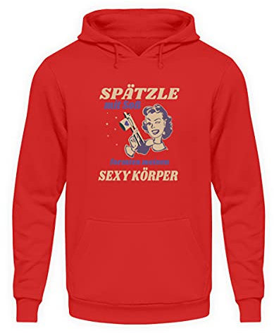 Spätzle avec sauce – Proverbes souabes – Cadeaux – Sweat à capuche unisexe, Fire Red, L