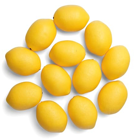 WsCrofts 12pcs Artificial Lemons - Yellow Fake Lemons Faux Fruit for Home Kitchen Table Fruit Bowl Cabinet Party Xmas Decor