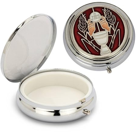NKlaus Hostiendose Silber; Rot 49x17mm; 4cm, 4cm Rosenkranz, 1 Stück