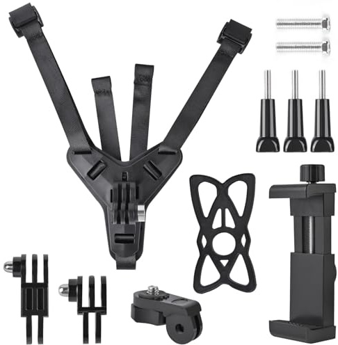 OctinPris Motorcycle Helmet Chin Strap Mount Supplies Assembly Kit Compatible with All Gopro Heros, SJCAM, GeekPro, 4K, Xiaomi Yi, Insta 360 and Also Brackets for Mobile Phones