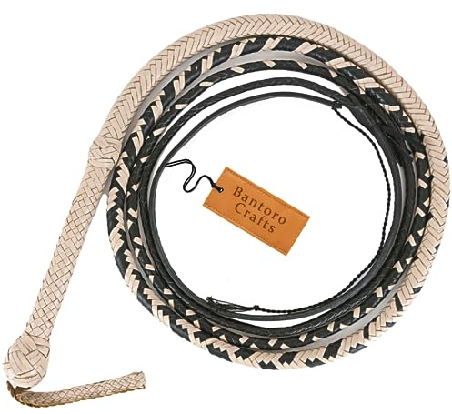 Peitsche aus Känguruleder Flechtpeitsche aus Leder mit 16 Zöpfen robuster Peitschenbauch und Lederpolster innen Lautes Knallen der Peitsche Lederpeitsche für den Reitsport (16 Fuß (4,8 Meter))