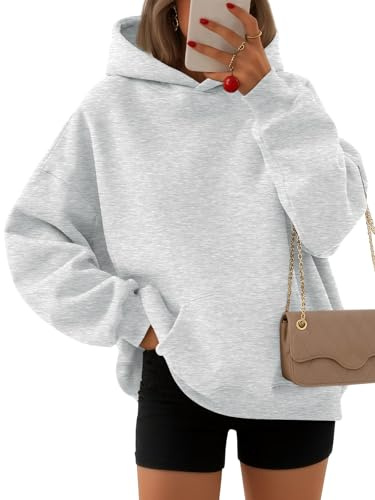 EFAN, Felpe con Cappuccio da Donna, Felpe Oversize, Pullover, Maglioni in Pile a Maniche Lunghe, Inverno e Autunno, Abiti alla Moda Y2k, Grigio, Large