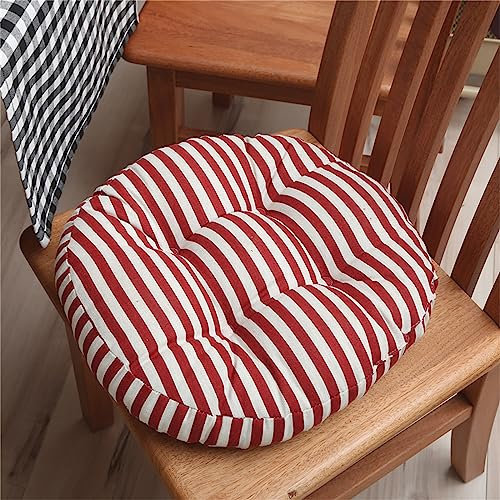 FANSU Cuscini per Sedie da Giardino Rotondi,Stampa Strisce Cuscini per Sedie da Cucina 40cm/45cm/50cm, Cuscini per Sedie Cotone/Cuscini da Sedie Soggiorno/Cuscini Sedie Esterno (50cm,Rosso)