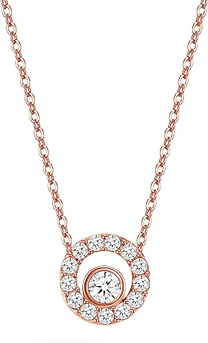 day.berlin Halskette Cara 18k vergoldet | Damen Kette 45+5cm lang mit Zirkonia Kristall Anhänger 10mm, 316L Edelstahl nickelfrei & wasserfest