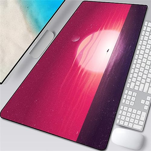 Gaming Mauspad Lila Landschaft, XXL Gaming Mauspads 35,4x15,7x0,12 Zoll Verlängertes Großes Mauspad Schreibtischauflage, rutschfeste Gummibasis Einfach Zu Reinigen für Gamer/Desktop/Büro/Zuhause