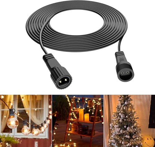 Etopgo Rallonge de guirlande lumineuse de 10 m, 2 broches, câble d'extension étanche IP65, pour guirlandes lumineuses globes G40, guirlande lumineuse solaire, guirlande lumineuse sphérique