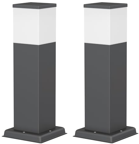 ledscom.de 2 pièces Borne lumineuse POLLY pour l'extérieur, 35cm, anthracite, ampoule G9 incluse, 501lm, blanc chaud