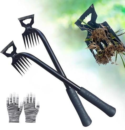 Weed Puller Tool-2Pcs Gardening Hand Weeder Tools, 2025 New Weeding Artifact Uprooting Weeding Tool, Manganese Steel Weed Removal TooL, 6 Teethes Dual Purpose Manual Weed Pulling Tool for Yard Gardenl