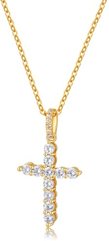 Kenivira Collar Cruz Para Mujer Collar De Plata Esterlina s925 Con Colgante Cruz Collares De Cruz De Oro Para Mujer Regalos De Joyería De Oro De Moda Para Mujeres