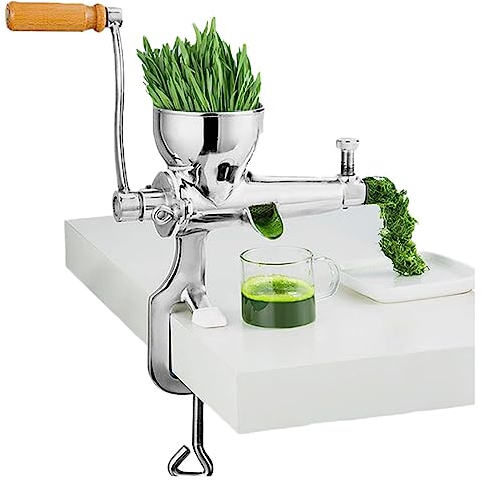 KJHYYPP Manual Wheatgrass Juicer Extractor, Desktop Fixed Portable Stainless Steel Manual Juicer for Wheat Grass Fruit Vegetable