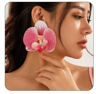 Bethynas Große Schmetterlings-Orchideen-Blumen-Ohrstecker, künstliche Phalaenopsis-Orchidee, Hängeohrringe, Brautschmuck, Strandparty, Ohrschmuck für Frauen