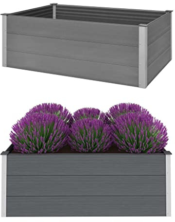 Willood Garten-Hochbeet WPC 150 x 100 x 54 cm Grau Pflanzkasten Blumenkasten Gemüsebeet Pflanzkübel Blumenkübel Frühbeet Gartenbeet Pflanzbeet