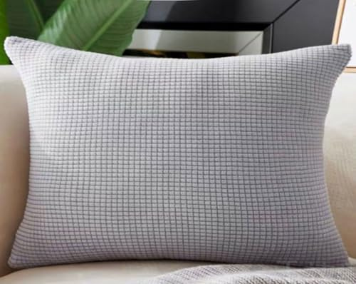 Stretch Kissenbezug 40x60/50x70 Kissenbezüge 60x70, Sofa Kuschelkissen Bezug Cord Zierkissenbezug Dekokissen Sofakissen Mit Reißverschluss Kissenhülle Dekorative(Light Grey,50x60 cm Set of 2)