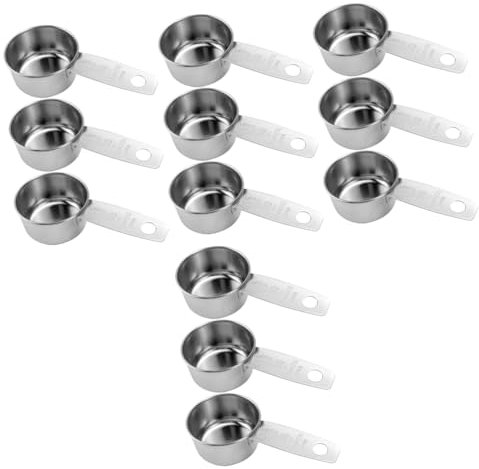 PHENOFICE 12pcs Stainless Steel Sauce Cup Lid Dip Cups Measuring Spoon Handle Design Saucepan