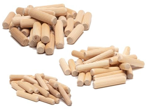 Amtech - Assorted Wooden Dowels Set for Home DIY, Furniture Assembly, Woodworking, and More, Durable, Long Lasting, Provides Stability, Easy to Use (90pcs)