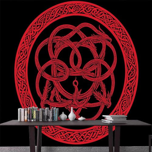 Genérico Papel Pintado Símbolos de runas rojas Fotomurales 250 x 175 cm Negro Fotomurales Decorativos Pared Papel de Pared Efecto 3D Decorativo Salon Papel Tapiz Cocina