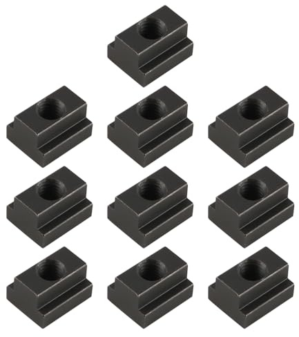 Sarini T-Nutensteine, M8-Gewinde, legierter Stahl, schwarz, Güteklasse 8, mit Gewinde Versehen, Durchgangsschlitz, T-Nutensteine für Möbel, 10 Stück
