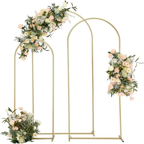 EKalgretrA Arco per Matrimonio 1 pz. Supporto ad Arco Dorato in Metallo for Matrimonio, Compleanno, Festa, Decorazione ad Arco, Supporto ad Arco, Palloncino, Sfondo for Display(6.6FT(100x200cm))
