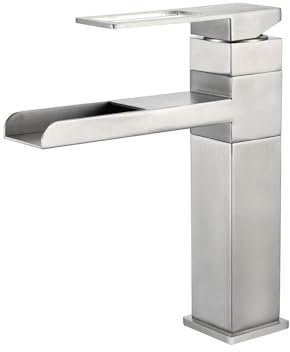 Wasserhahn Waschbecken für Badezimmer Waschtischarmatur Badarmaturen Wasserfall Gebürsteter Waschtischmischer Edelstahl Einhebel Badezimmer Waschbecken Wasserhahn