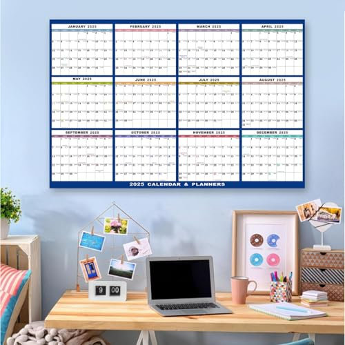 Trocken Abwischbarer Kalender | Löschbarer Kalender | Jahreswandkalender | Jahres-Wandplaner | Kalenderplaner 2025 | Wiederverwendbar | Für Wand, Tür, Fenste