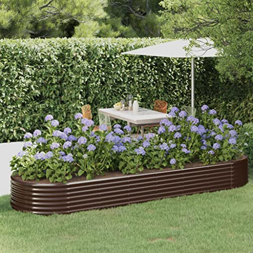 Xichuzi Hochbeet Pulverbeschichteter Stahl 322x100x36 cm Braun, Palettenrahmen, Hochteich, Gemüsebeet, Kräuterregal Balkon, Blumenbeet, Kräuterspirale, Tomatenbeet, Pflanzhochbeet - 319000