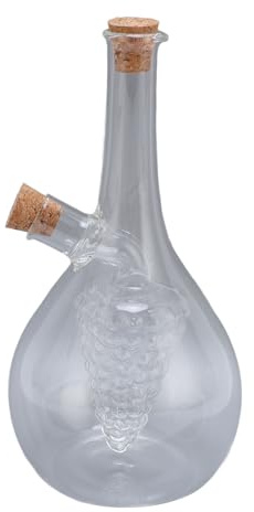 Luqeeg 2 in 1 Glass Olive Oil Dispenser Bottle, 2 in 1 Oil and Vinegar Cruet Transparent Dual Kitchen Container with Cork Stoppers for Cooking Salad and BBQ for Pouring (3)