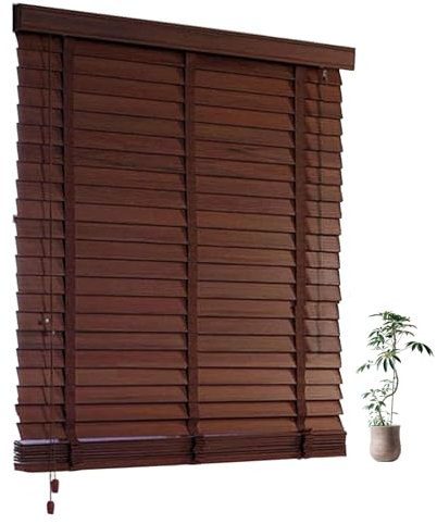 Bronze Holzjalousie 50 mm Lamellen Jalousette für Fenster und Türen, horizontale Vorhänge Filterlicht nach innen, 172 Größen, Fensterläden BxH 40 x 100 cm
