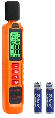 Misuratore di decibel, tester portatile SPL, lettore di decibel di rumore, misuratore di livello sonoro per monitor gamma di rumore 30 – 130 dB max/min, memorizzazione dati, uso per casa, aula