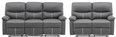 Vente-unique Sofa 3 + 2 Sitzer Relax aus Kunstleder, Canbygrau