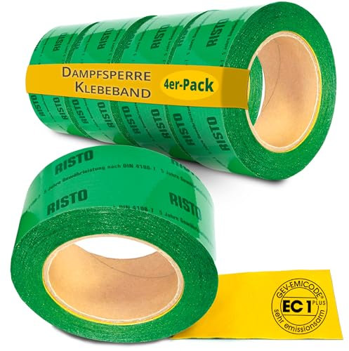Nastri adesivi per freni a vapore per penetrazioni, 4 rotoli da 100 mm x 25 m, nastro adesivo impermeabile per barriera al vapore, nastro isolante ad alte prestazioni, freno a vapore ad alta