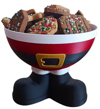 Genérico Bowl Navideño Papá Noel 10 cm de Alto – Cuenco Decorativo en PLA Biodegradable con Impresión 3D – Ideal para Dulces y Snacks