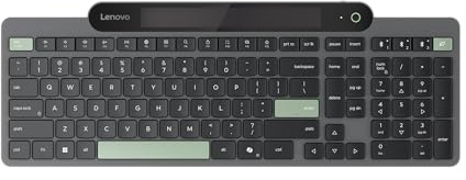 Lenovo Teclado Bluetooth 800 Auto-Cargador, Utiliza luz Ambiental para la Carga, Bluetooth 5.1, soporta 3 Dispositivos, sin batería, inalámbrico, Gris