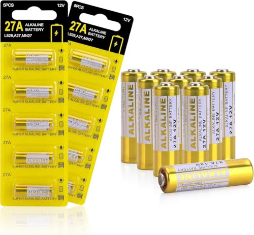 27A 12V Alkaline Batterie 10 Stück | 12 Volt V27A LR27A G27A MN27 L828 CR22 A27, für Fernbedienungen, Schlüsselanhänger
