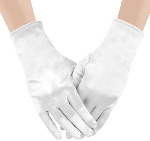 ztowoto 1 Paar Kurz Satin Handschuhe für Damen，Kurz 1920s Handschuhe für Hochzeit Party Oper Party Bankett Kostüm