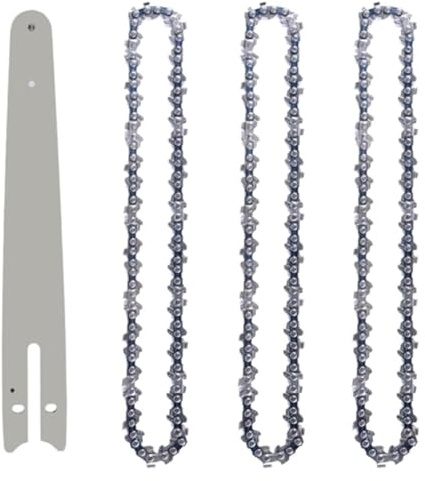 Zorlun Juego de barra guía y cadena motosierra 8 pulgadas, eslabón transmisión 45, sierra eléctrica 1/4''P for sin escobillas, cortadora madera, repuesto(1 Guide bar 3 Chains)
