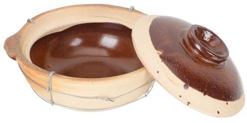 LALADEFIEE Casseruola di Terracotta 05L con Manico Singolo e Coperchio con Sfiato Pentola Multifunzionale per Stufati Zuppe e Brasati Utensile da Cucina per Uso Domestico e Ristoranti