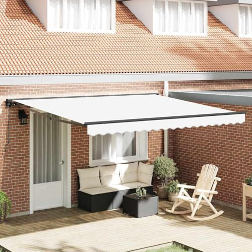 Mokuyary Tenda da sole retrattile in poliestere e metallo, 400 x 300 cm, colore bianco