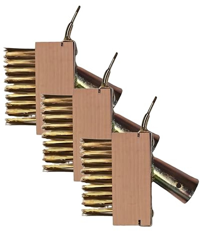 Relaxdays Fugenbürste, 3er Set, Unkraut & Moos entfernen, Stahlborsten, Ersatzbürsten, Fugenkratzer, Garten, Natur/Gold | Stahlborsten, Ersatzbürsten, Fugenkratzer, Garten