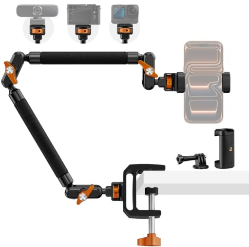 K&F CONCEPT 22 Magic Arm Desk Clamp, Overhead Camera Phone Webcam Mount
