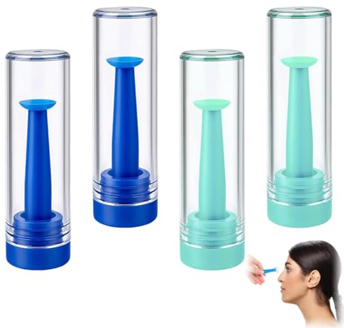 4 Pieces Applicator lenti a contatto, porta lenti a contatto, Does Not Touch the Inner Wall of the Tube, Ergonomic Portable Hygienic for Travel,Silicone Suction Cup 2 Green + 2 Blue